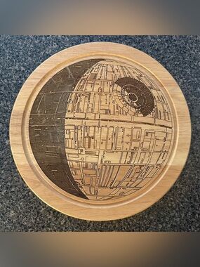 Star Wars Wooden Death Star Serving Board - Natural Wood & Dark Burn